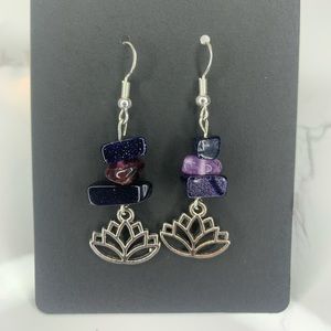 Healing Amethyst & Blue Sandstone Lotus Earrings